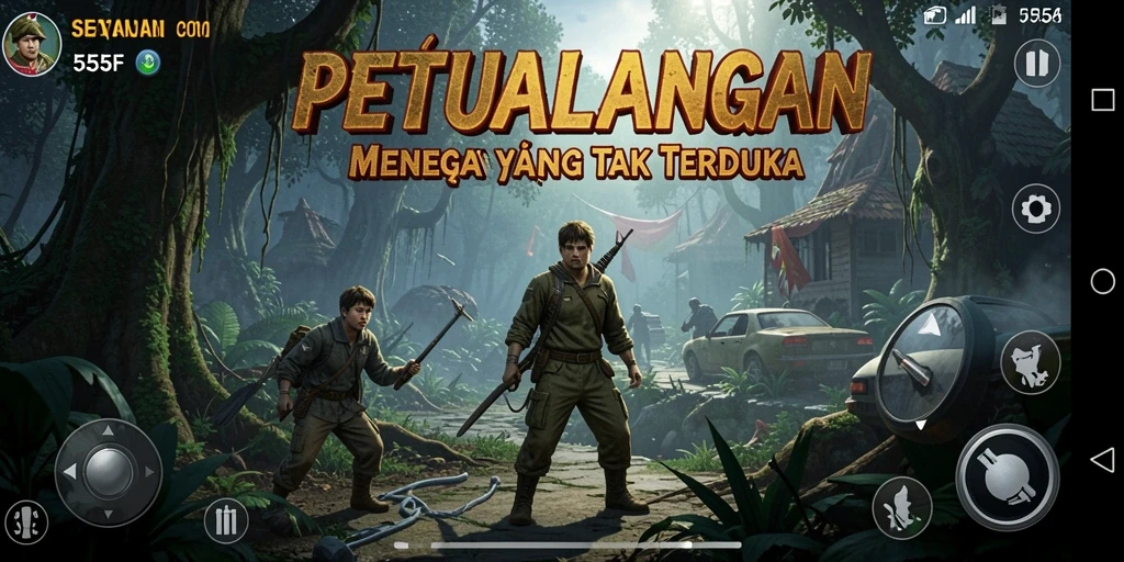 Tampilan screenshot gameplay 555F menunjukkan dunia petualangan yang menakjubkan.