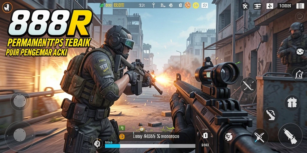 Tangkapan layar gameplay 888R dengan aksi pertempuran TPS yang seru.
