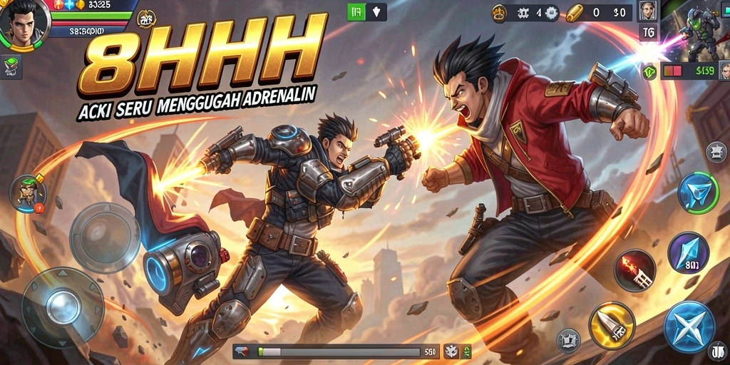 Tampilan seru gameplay 8HHH dengan aksi mendebarkan.