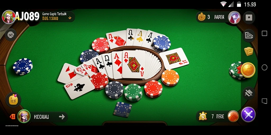 Tampilan gameplay seru di AJO89 dengan fitur Gaple yang menarik.