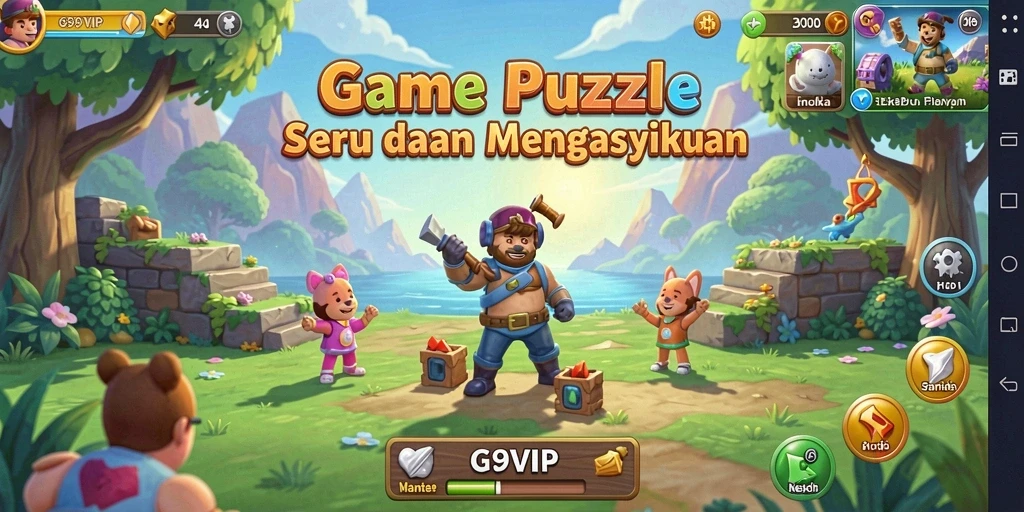 Screenshot gameplay G9VIP menampilkan serunya menyelesaikan teka-teki Puzzle.