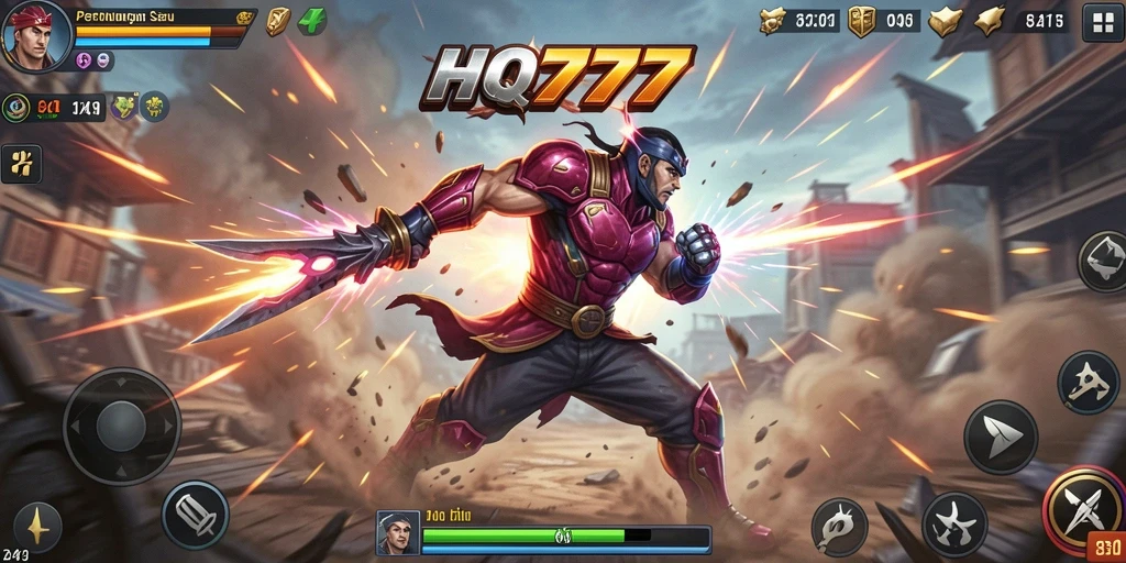 Screenshot permainan HQ777 menampilkan aksi tempur yang mendebarkan.