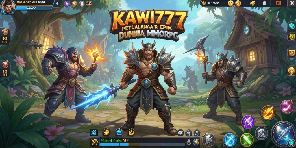 Gambar layar utama KAWI777 menampilkan aksi pertarungan epik dalam MMORPG.