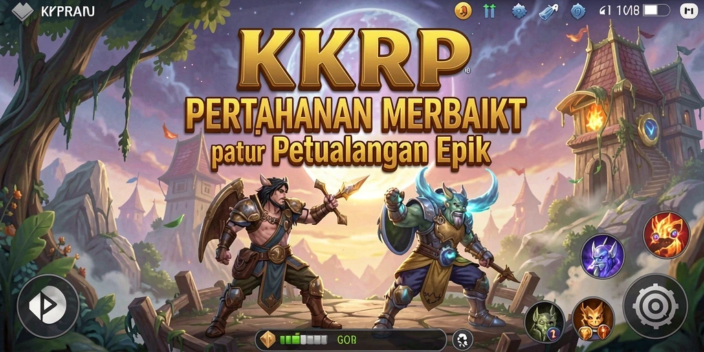 Screenshot menampilkan gameplay menantang dalam KKRP dengan menara yang berstrategi.