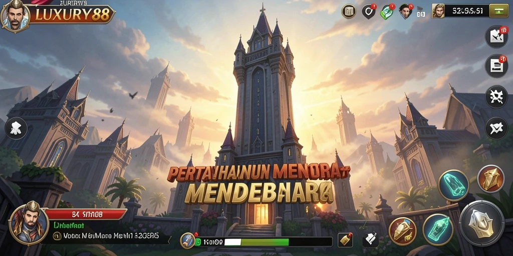 Tampilan gameplay menarik dari LUXURY88 yang menampilkan menara pertahanan.