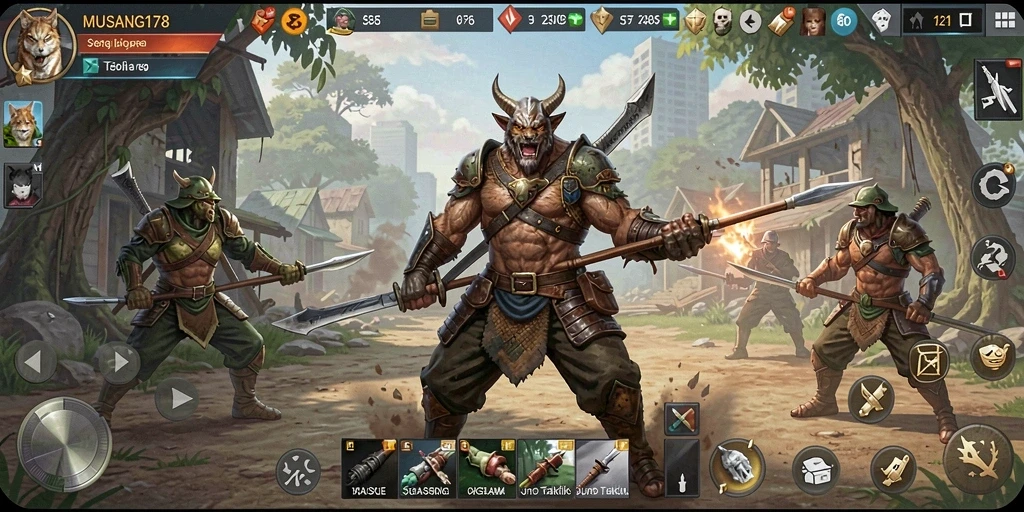 Tangkapan layar gameplay MUSANG178 yang menampilkan aksi strategi intens.