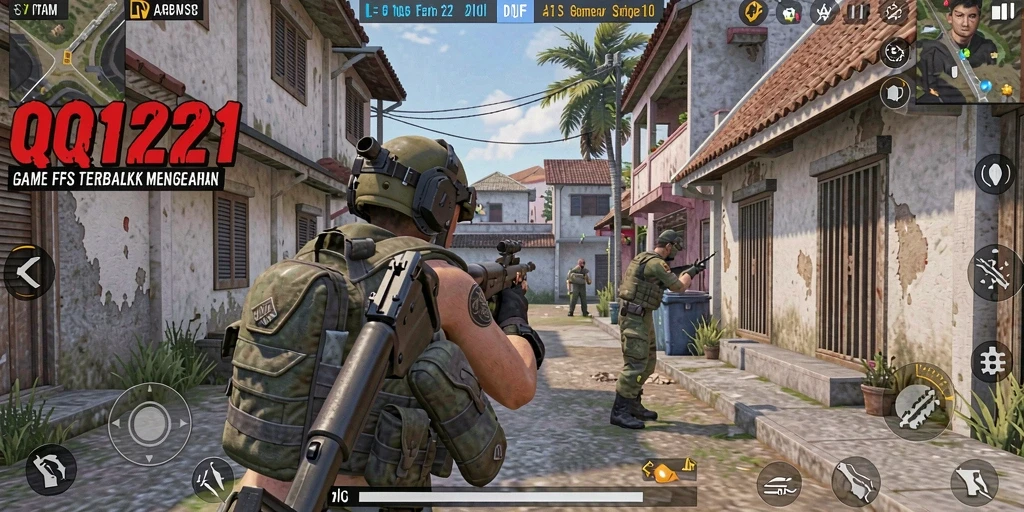 Screenshot gameplay QQ1221 yang menunjukkan aksi menembak yang seru.