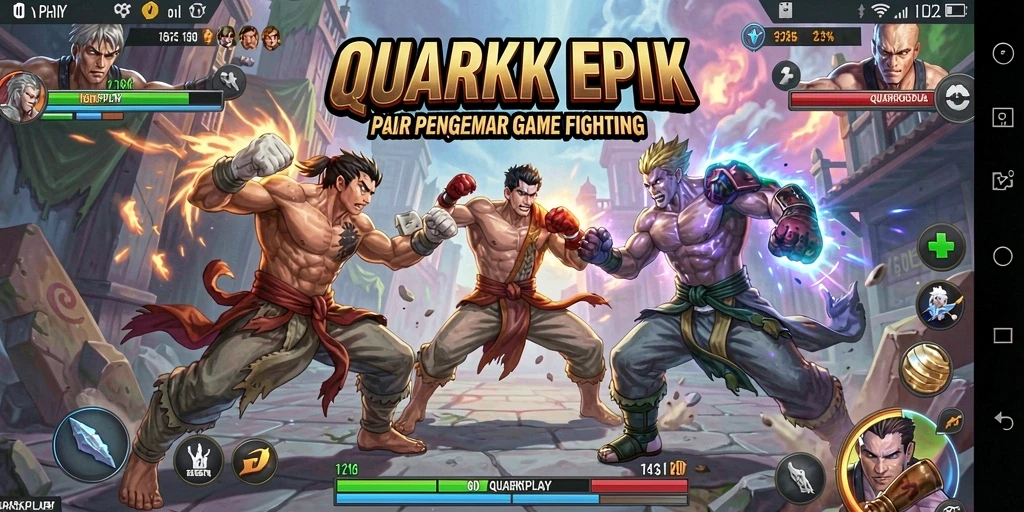 Screenshot utama QUARKPLAY menampilkan aksi pertarungan yang mendebarkan.