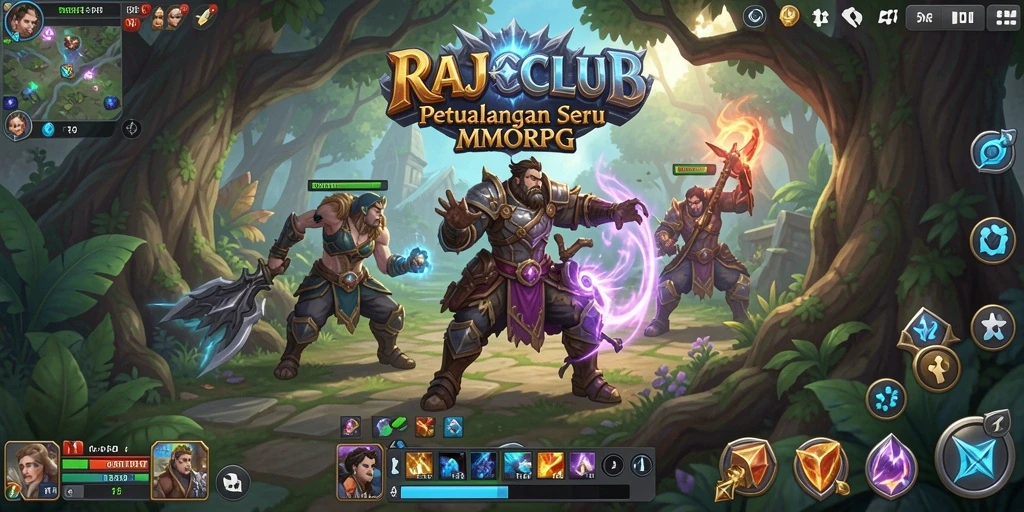 Tangkapan layar RAJACLUB menampilkan aksi seru dalam permainan MMORPG.