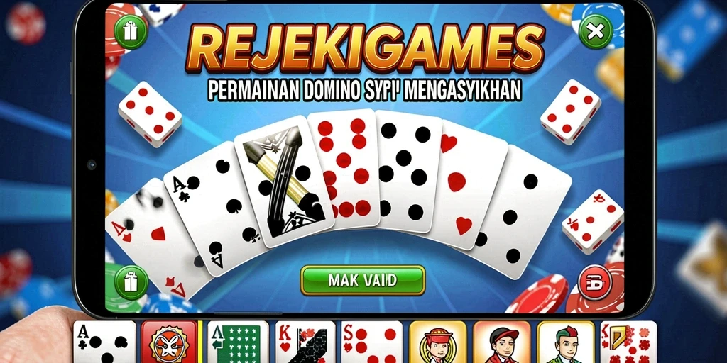 Gameplay seru dalam REJEKIGAMES menampilkan permainan domino yang menantang.
