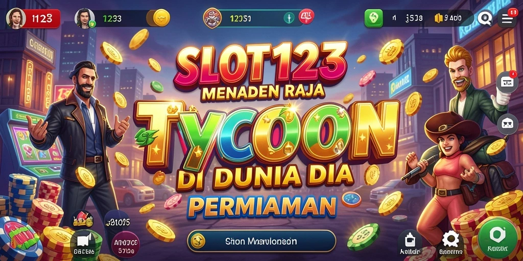 Menampilkan gameplay seru SLOT123 dalam membangun bisnis Tycoon.