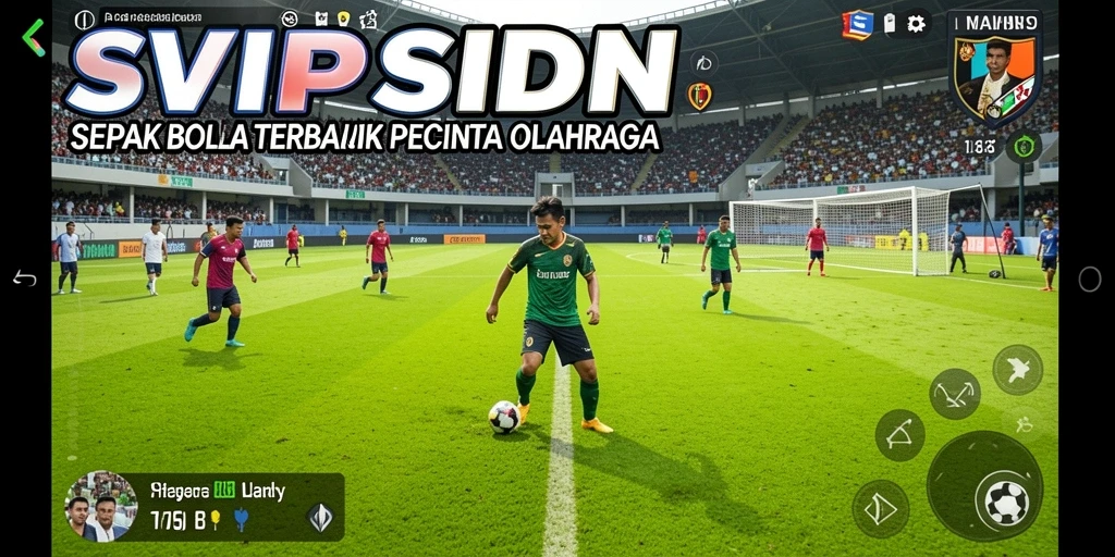 Tangkapan layar dari gameplay SVIPSIDN yang menampilkan pertandingan sepak bola yang seru.